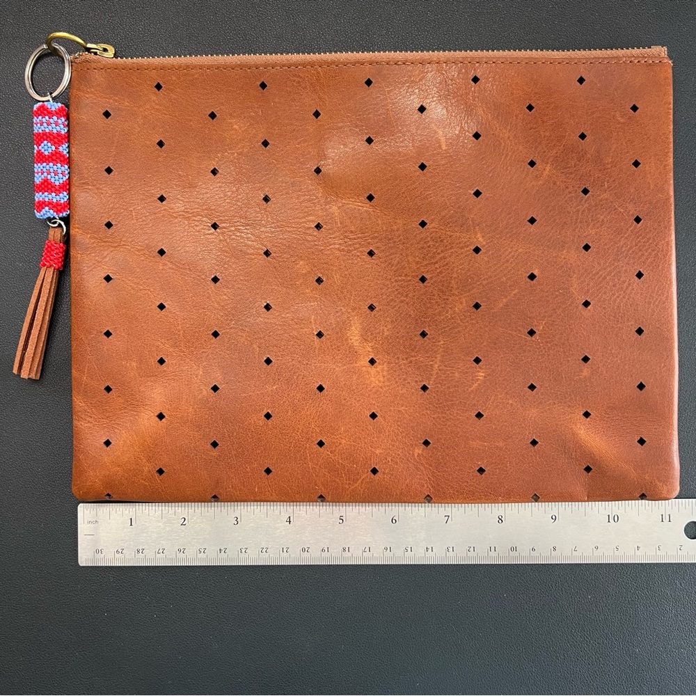 Madewell Perforated Brown Leather Wristlet Clutch - Picture 5 of 5